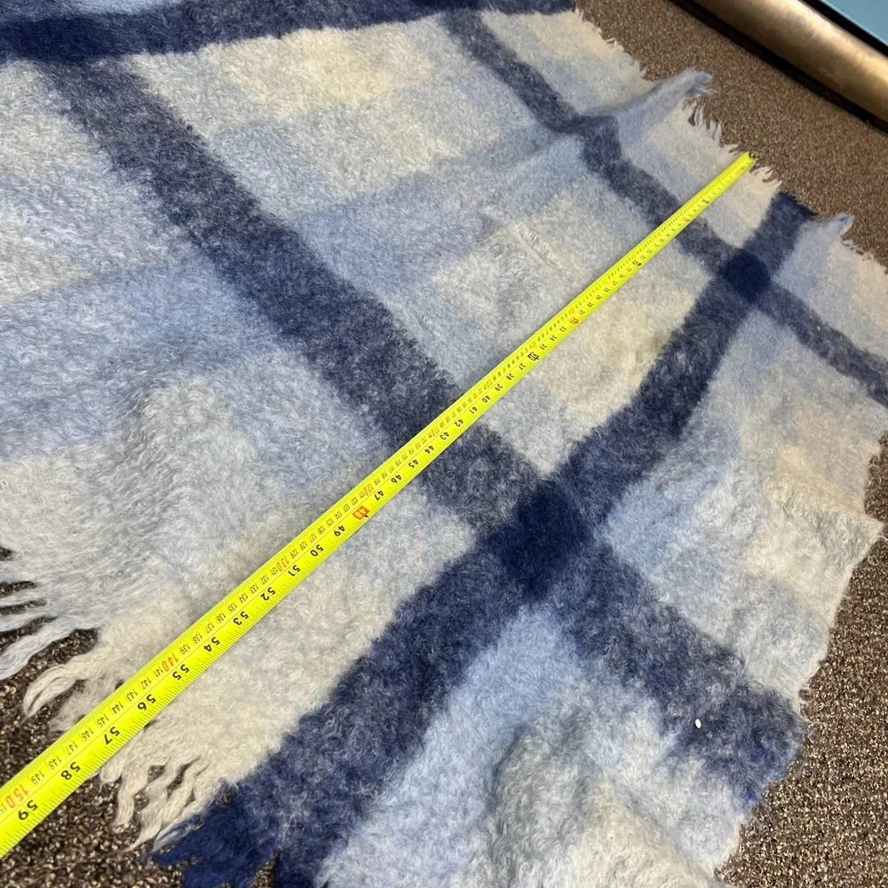 Vintage 1960s‎ Craig-Na-Creidhe Blanket Blue Plaid Mohair Wool Scotland AA12